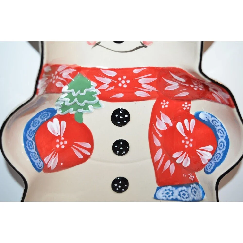 TempTations‎ Tara Winter Whimsy Chip Bowl Baking Dish Snowman Christmas Frosty